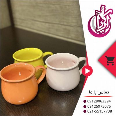 فروش لیوان سفالی خمره ای رنگی